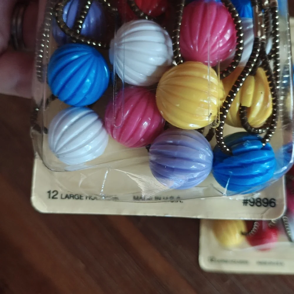 Vintage 70s Goody Twin‎ Bead Ponytail Holders Economy Pack 24 Total 1975 Elastic